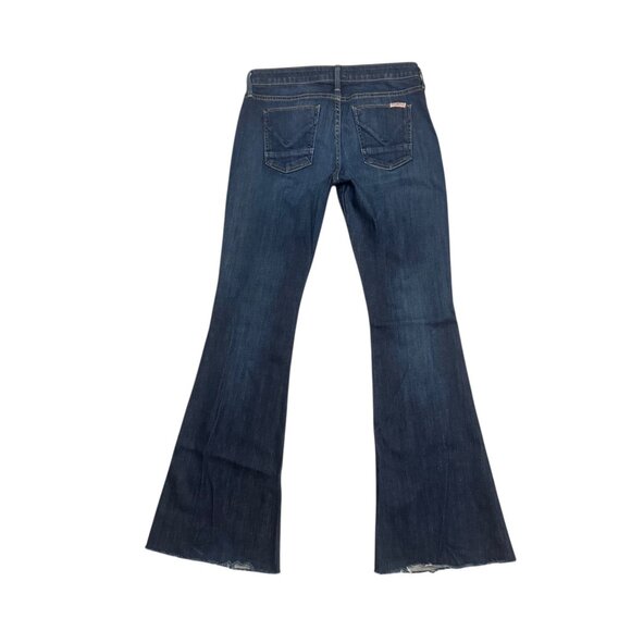 Hudson Kelli Jeans Bell-Bottom Flare Low-Rise Dark Raw Cut Hems Size 28 Stretch - Picture 4 of 8